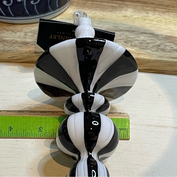 Nwt Robert Stanley Glass Christmas Ornament Black White Finial - Picture 8 of 10